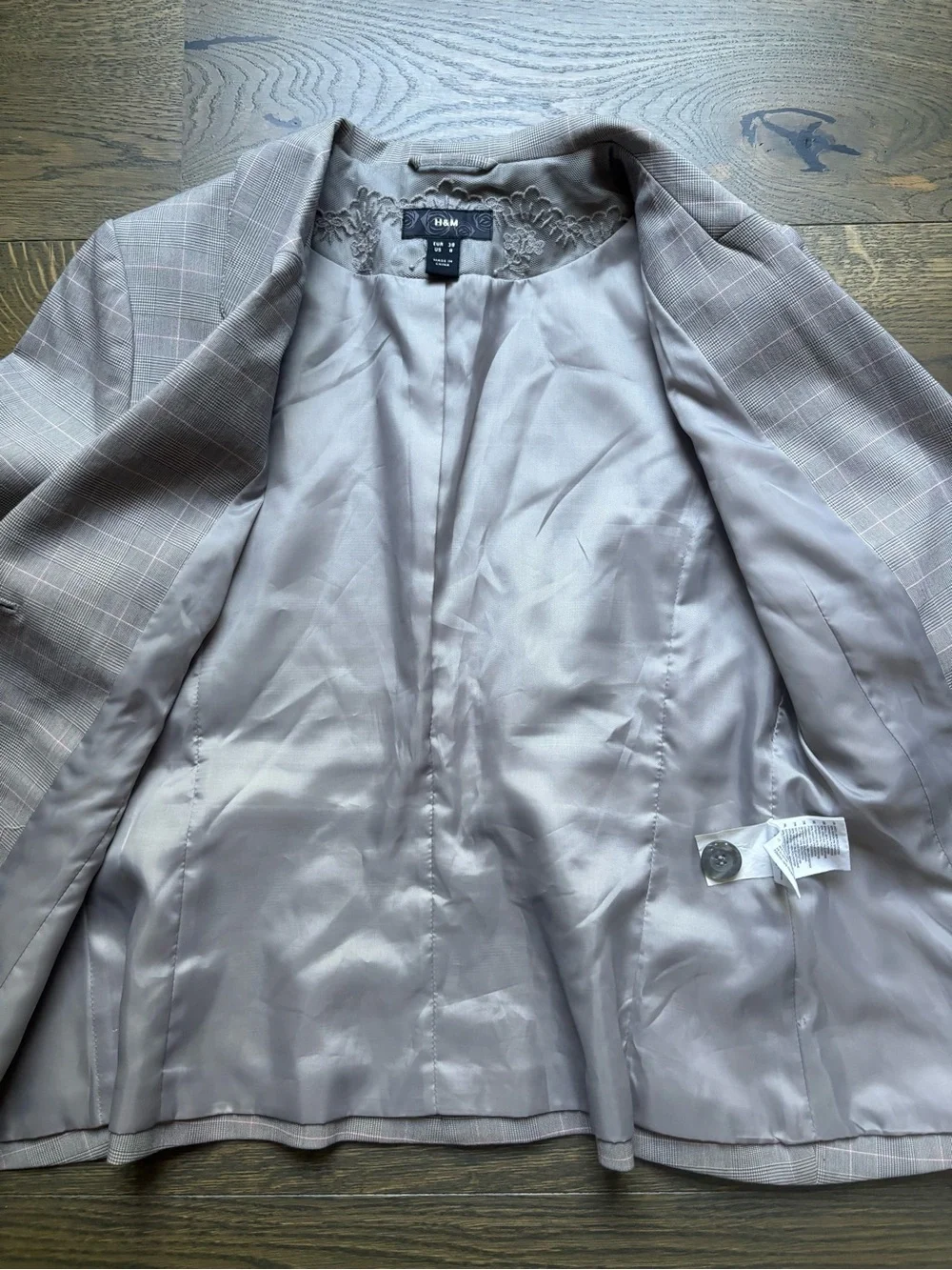 Y2K H&M Suit Fitted Skirt & Blazer In Light Gray Size Blazer 8 / Skirt 6